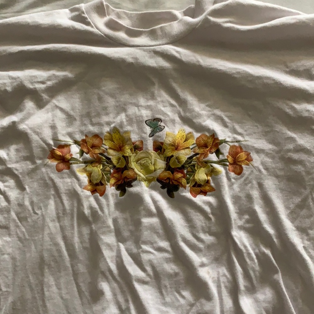 Vintage Oversized Butterfly & Flowers Shirt size L
